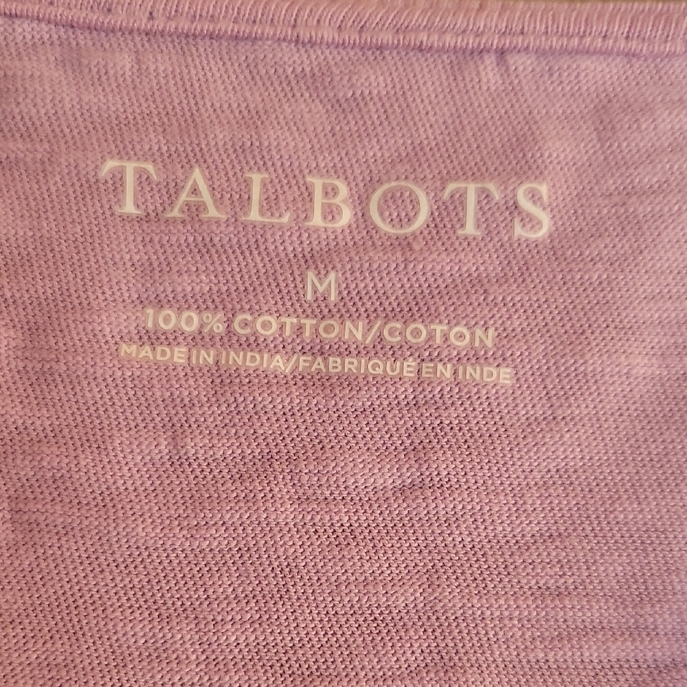 Talbots Lavender Lace V-Neck Tee, 100% Cotton - Picture 2 of 3